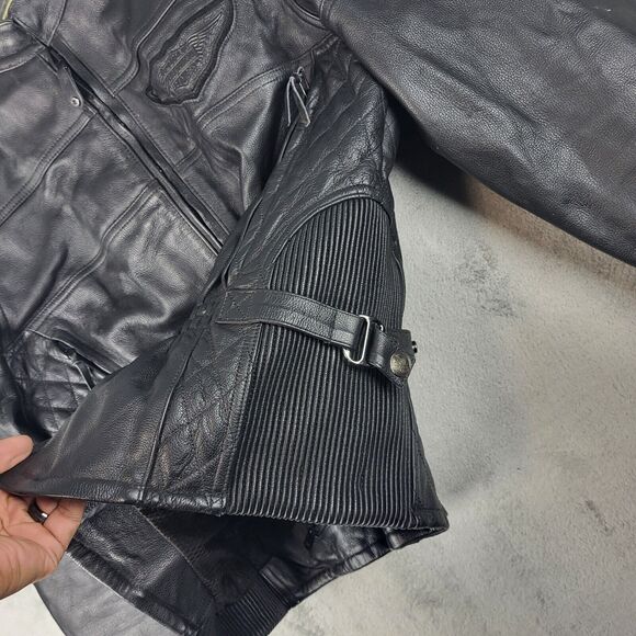 Harley Davidson Padded Motorcycle Vintage Jacket Black Size M - Picture 11 of 16